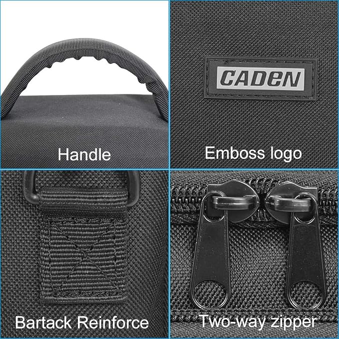 CADeN Compact Camera Shoulder Crossbody Bag Case Compatible for Nikon, Canon, Sony SLR/DSLR Mirrorless Cameras and Lenses Waterproof(1.0 S, Black) - Image 6