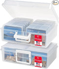 IRIS USA Photo Storage Box |Made in USA| 16 Cases - (2-Pack) - Clear | Fits 4" x 6" Pictures / Built-In Handle / Organizing Containers for Tasks, Stickers, Ephemera & Flashcards by IRISUSA