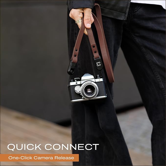Slim Leather Camera Strap with Quick Release, Neck, Shoulder Strap - Image 2