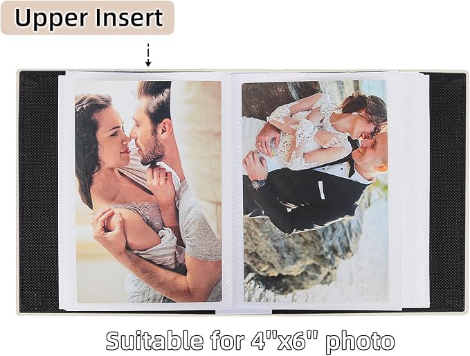RECUTMS Photo Album 4x6 52 Photos Leather Small Albums for Wedding Beige | White Page, 52 Vertical Pockets, Family Baby Vacation Pictures Book with Front Window, Small Capacity, Portable, Travel Gifts - Image 5