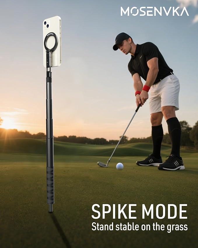 MOSENVKA Magnetic Golf Tripod & Monopod Phone Holder Swing Recording | Adjustable Golf Selfie Stick Tripod Ground Mount to Record Golf Swing Training Aid Compatible with iPhone Android - Image 4