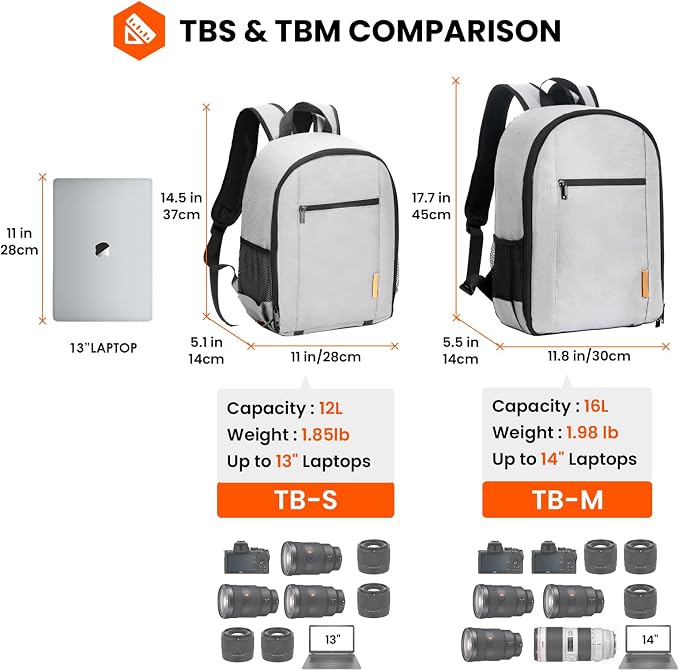 TARION Small Camera Backpack for Photographers Compact 12L Grey TB-S | 13 Inch Laptop Compartment, Rain Cover, Bottom Tripod Holder, for DSLR Mirrorless Cameras, Everyday Shooting - Image 7