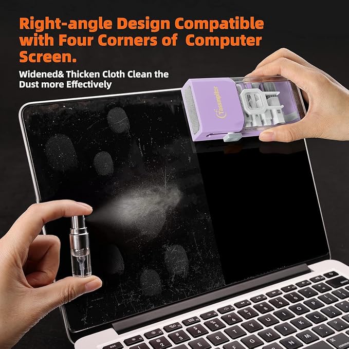 All-in-1 Keyboard Cleaner Laptop Cleaning Kit,Computer Screen-Safe Tools | MacBook iPad iPhone,Electronics Brush Tool for PC Camera Lens Earbuds,Deep Cleaning Spray Cloth, High-Density Soft Brush - Image 4