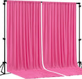 Hot Pink Backdrop Curtain 2 Panels-Wrinkle-Free Polyester Photography Drapes for Wedding Party Photo Background Decorations- 8 X10FT (Hot Pink) by WishCare