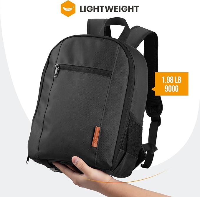 TARION Camera Backpack for Photographers Medium Lightweight 15L Black TB-M | 14 Inch Laptop Compartment, Rain Cover, Bottom Tripod Holder, for DSLR Mirrorless Cameras, Everyday Shooting Bag - Image 7