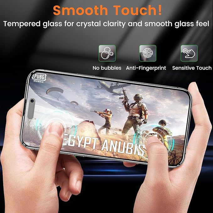 Lesakit 4+4 Pack Privacy Screen Protector for iPhone 16 Pro 6.3-Inch with 4 Pack Camera Lens Protector, Anti Spy Tempered Glass Film 9H Hardness Case Friendly - Image 7