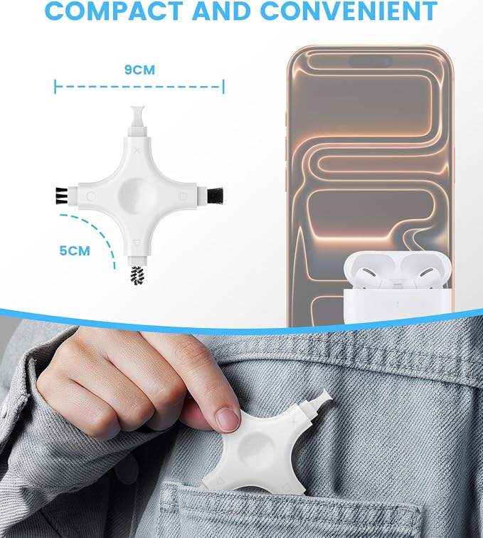 Phone Cleaning Kit, Multi-Tool Charging Port Cleaner with Soft PVC Brushes for iPhone & USB-C Devices, Speakers & Earbuds, White - Image 2