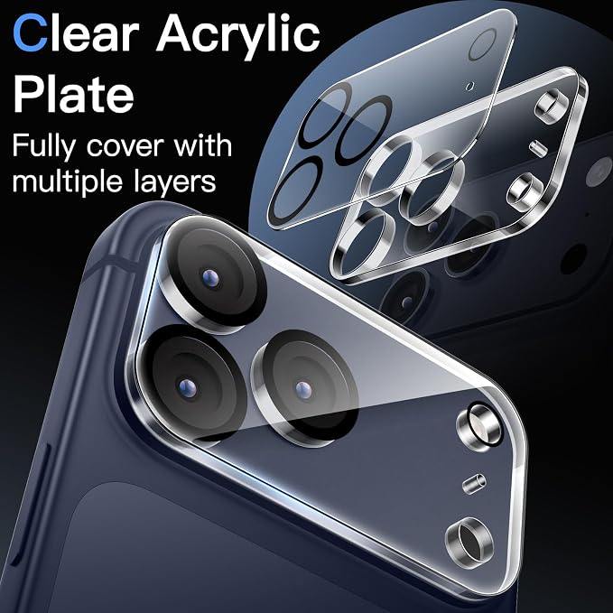 JETech Camera Lens Protector for iPhone 17 Pro Max, Clear, 3-Pack | 9H Tempered Glass, HD Clear, Anti-Scratch Protection, Night Shot Compatible, Case-Friendly - Image 3