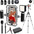 Movo iFilmer-PRO Smartphone Video Rig Kit | Stabilizer Cage with Dual Grips, Wireless Lavalier Microphones, Full Sized Tripod, iPhone/Android by Movo