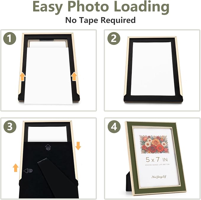 Premium Metal Picture Frame 5x7 Inches with Velvet Back Cover - Elegant and Durable Photo Frame for Displaying Cherished Memories, Perfect as Desk Decor, Home Office Accessory,Green picture frame - Image 5