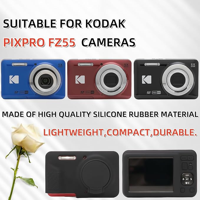 Case for Kodak PIXPRO FZ55, FZ55 accessories | Soft Silicone Protective Case Removable Lens Cover, Comes with 2 Screen Protectors and 1 Wrist Strap. (Black) - Image 2