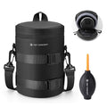 K&F CONCEPT Camera Lens Case, Protective Pouch for Lens with Air Blower | For Lens Below 3.7" x 7" (D x H), 3 Carry Ways, Waterproof Zipper, Shockproof, 10mm Padding, for Canon, Nikon Sony Olympus by KFCONCEPT
