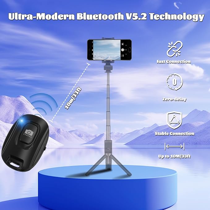 Wireless Camera Remote Shutter for iPhone and Android Smartphones 2 Pack, Bluetooth 5.2 Phone Remote Control Selfie Button for Photos and Videos, Battery Powered, Wrist Strap Included, Black & White - Image 3