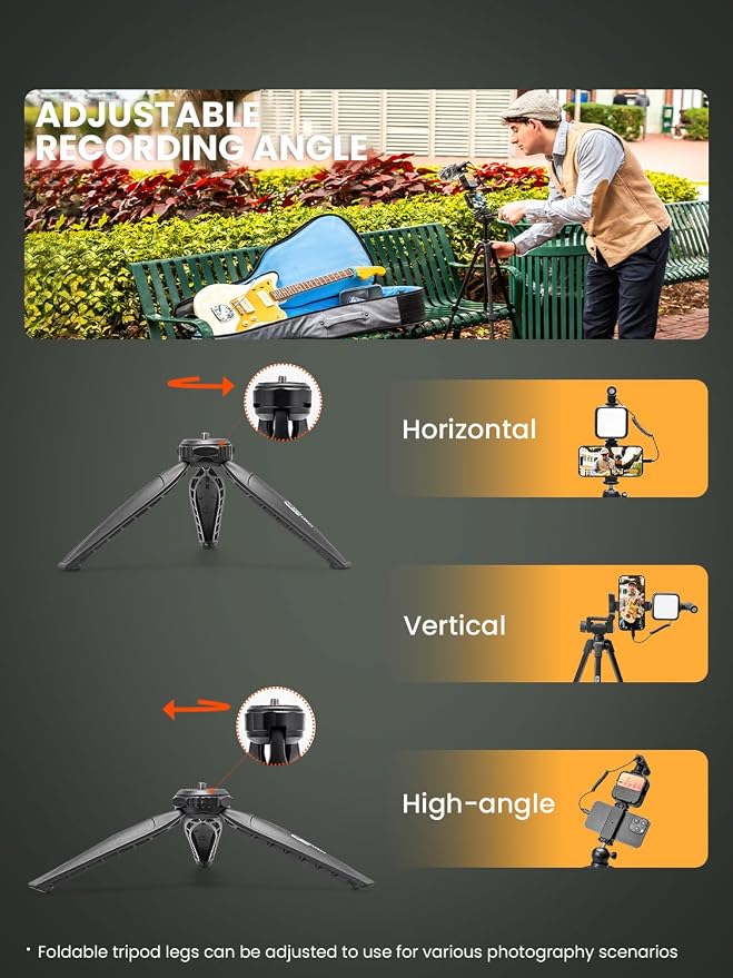 Content Creator Essentials w/Camera Tripod,Light & Mic Vlog K4 | Vlogging Kit for iPhone & Android,w/ Shotgun Microphone,59" Camera Mount Tripod,LED Light,Ball Head Mount for Video Recording - Image 3