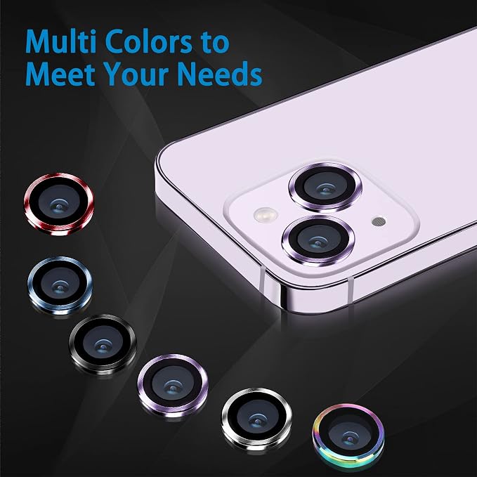 Compatible with iPhone 15 and 15 Plus Camera Lens Protector, Anti-Scratch Lens Cover 9H Tempered Glass Metal Camera Screen Protector Shockproof Camera Ring for iPhone 15 and 15 Plus - 2 Pcs - Image 7