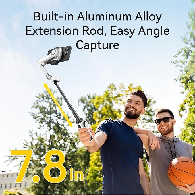 AOCHUAN 3-Axis Phone Gimbal for iPhone, Gimbal Stabilizer with AI Auto 360°Pan Tracking, Built-in Extension Rod, Fill Light, Quick Launch, Magnetic Phone Stabilizer for Video Recording-Smart P2 - Image 7