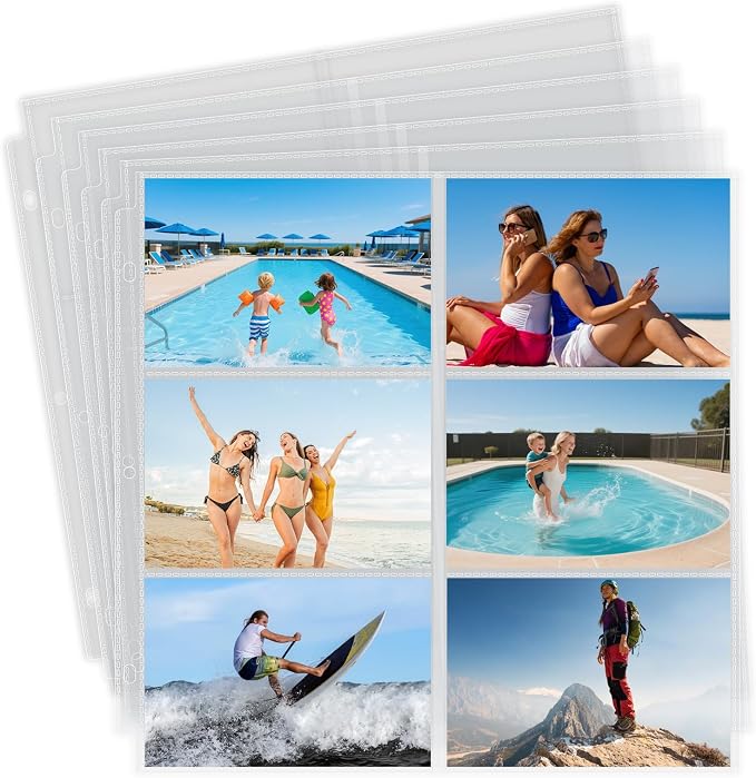 20 Pack 4x6" Photo Album Refill Pages, 12x12, 240 Pockets, Double-Sided, Clear, Water/Dust Proof, 3 Ring Binder Compatible - Image 7