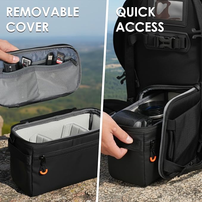 TARION Padded Camera Insert Bag Protective Framed DSLR Inner Case Organizer | Fits 1 Camera and 2 Lenses - Removable Lid Compatible for DSLR SLR Mirrorless Cameras ShellCore XS - Image 4