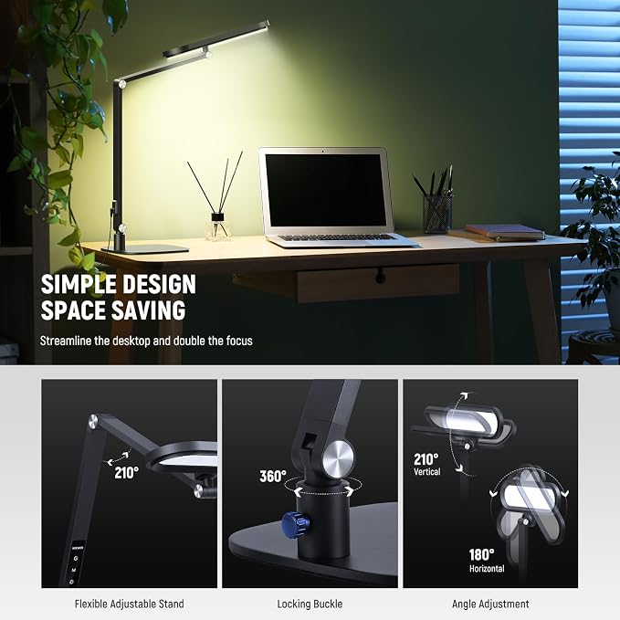 NEEWER Basics 16W Desktop LED Lamp for Home Office Video Conference Reading Lighting, Eye Caring Foldable Double Sided Dimmable Touch Ring Light with Desk Stand Memory Timer 5 Color Modes CRI95, FR16 - Image 8