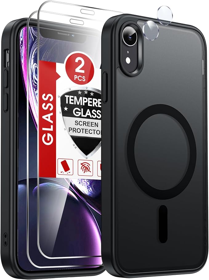 LeYi for iPhone-XR Phone Case with Screen Protector X2 Camera Cover Black | for MagSafe i Phone 10XR Magnetic Protective Rugged Heavy Duty Women Men Girls Boy Funda para iphoneXR 10, Black by LeYi