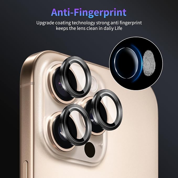 Camera Lens Protector for iPhone 14 Pro/14 Pro Max/15 Pro/15 Pro Max | iPhone 16 Pro/16 Pro Max,Camera Cover,HD Clear,Anti-Scratch Lens Screen Protector Film,Case Friendly,Black Titanium,1 Pack - Image 6