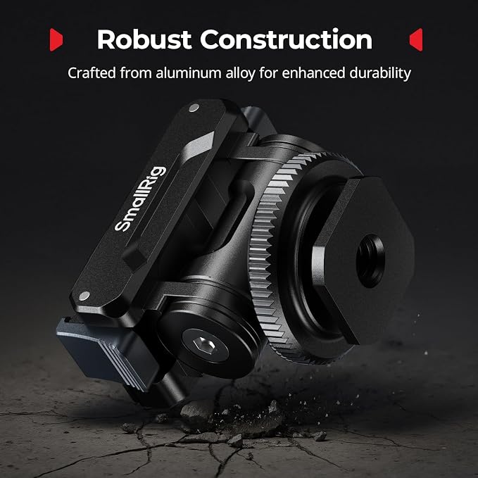 SMALLRIG Cold Shoe Adapter Mount for DJI Osmo 360 / Action 5 Pro / 4/3 | Quick release mount, 180° tilt adjustable, cold shoe adapter for DJI Osmo 360, Action 5 Pro/4/3 - Image 7