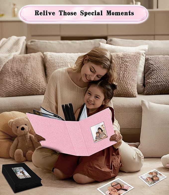 Ejblfe Photo Album 4x6,Linen Cover Slide-in Photo Album Book Can Holds 300 4x6 Photos with 50 Black Sheets for Family,Wedding,Baby and Holiday Pictures (Pink) - Image 6
