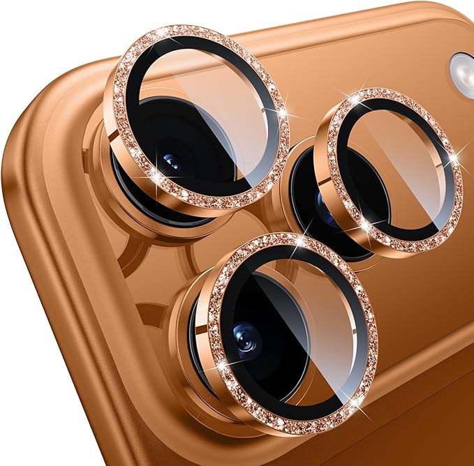 WSKEN for iPhone 17 Pro/iPhone 17 Pro Max Camera Lens Protector | Original Shooting Mode, Individual Metal Cover Film, Shatterproof HD Tempered Glass Camera Screen Protector, Glitter Orange by SmartProtectionGreenerFuture