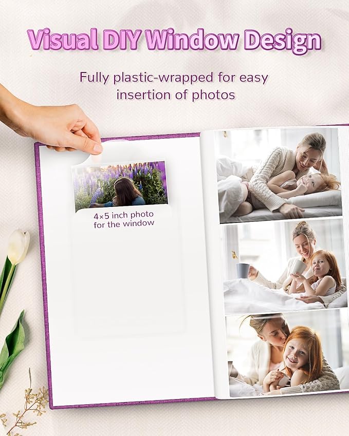 Artfeel Photo Album 4x6 with 300 Pockets,Slip-in Picture Albums,Linen Cover Memory Book with Front Window,White Page Vertical Photo Book for Wedding,Family,Anniversare,Baby,Vacation - Image 2
