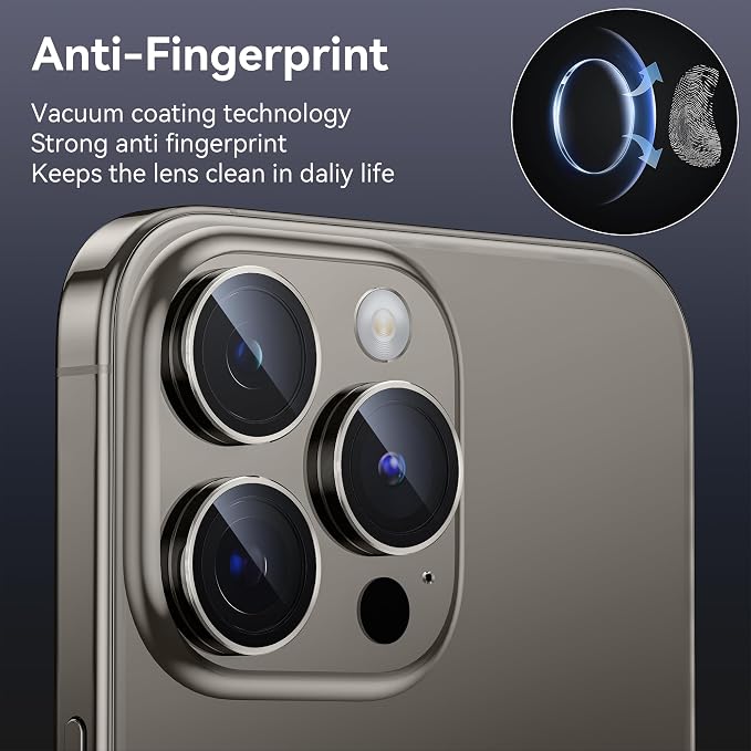 WSKEN for iPhone 15 Pro/iPhone 15 Pro Max Camera Lens Protector,[Keep Original Shooting] Shatterproof 9H Tempered Glass Camera Screen Protector Metal Ring Cover Film Accessories,Grey Titanium - Image 4