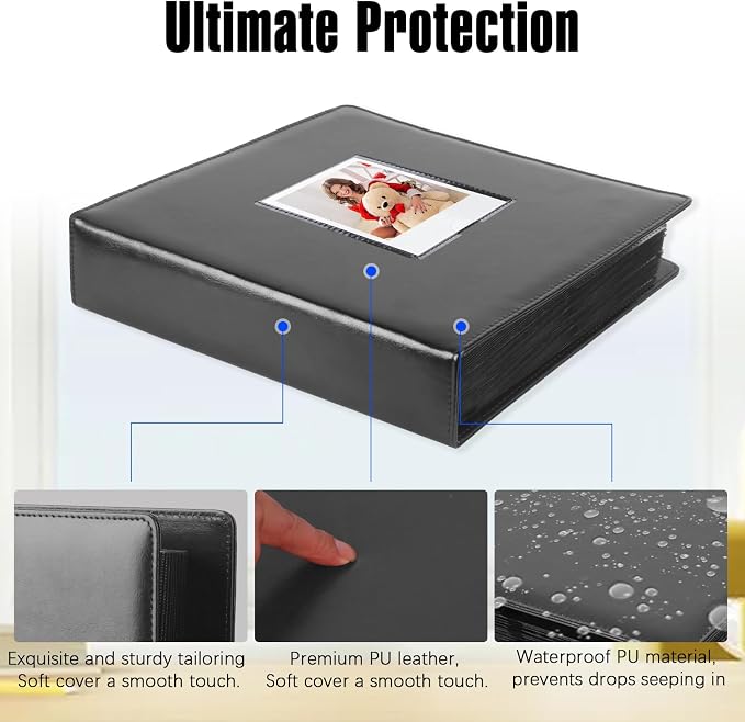 256 Pockets Photo Album for Instax Wide & Polaroid 600/i-Type Photos, Brown | Fits 3.5 x 4.25 inch Photos & Fujifilm Instax Wide & SX-70, Acid-Free Pages, PU Leather Cover, Front Window, Side-Loading - Image 5