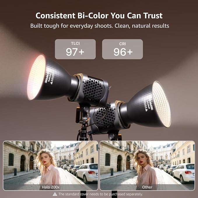 amaran Halo 200x Compact 200W Bi-Color COB Light,LED Studio Light | Bowens Mount 2,700K - 6,500K,9 Lighting FX Continuous Lighting for Photography Recording Streaming APP Control - Image 2