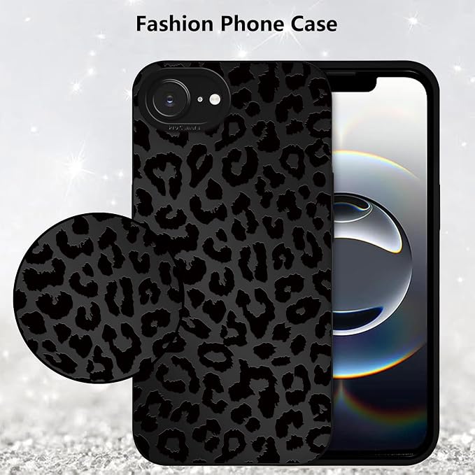 Cute Black Cheetah Print Phone Case for iPhone 16e / 17e 6.1" | Aesthetic Leopard Pattern Design Cover Full Camera Lens Protective Shockproof Soft Slim TPU Funda for Men Women Girls - Image 6
