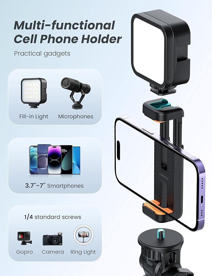 86'' Phone Tripod & Selfie Stick, Tripod for iPhone with Detachable Remote, Portable Phone Tripod Stand for Video Recording, Travel Tripod for Cell Phone, Compatible with Smartphones, DSLR - Image 5