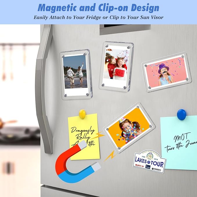 1797 Car Sun Visor Clip Photo Holders 2 Pack, Cute Personalized Gift for Dad Mom Husband Wife, Magnetic Acrylic Picture Frame fit Polaroid & Wallet Photos 4.72 x 3.15 inch - Image 6