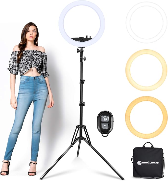 Ring Light with Tripod Stand, Yesker 14 Inch LED Ringlight Kit with Phone Holder Adjustable Color Temperature Circle Lighting, Led Photo Beauty Ring Lights for Camera for Vlog, Makeup, Video Shooting by YESKER