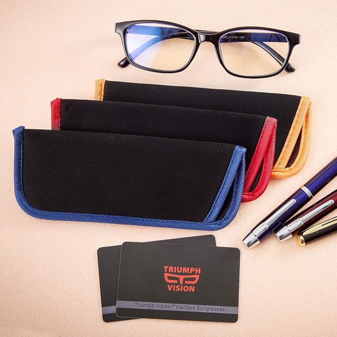 TRIUMPH VISION 3 Pack Reading Glasses Pouch Soft Case Eyeglass Sleeve Slim | Alternative to Bulky Case in bag, Lightweight Lined Padded Protect Optical lens Slip in, Cute Pattern Portable for Daily Use - Image 6
