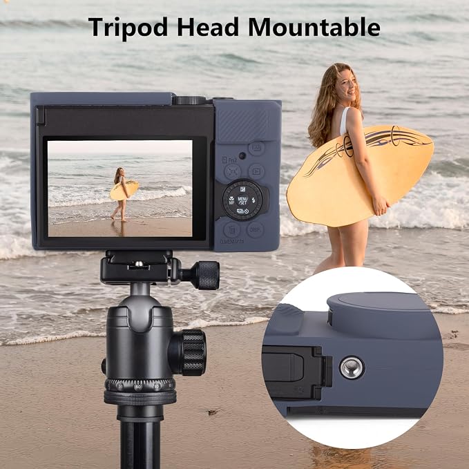 MUZIRI KINOKOO Silicone Sleeve Compatible for Panasonic Lumix ZS99 Camera - Soft Protective Cover for DC-ZS99/TZ99 Digital Camera with Removable Lens Cover - Anti-Slip & Anti-Scratch - Dark Blue - Image 7