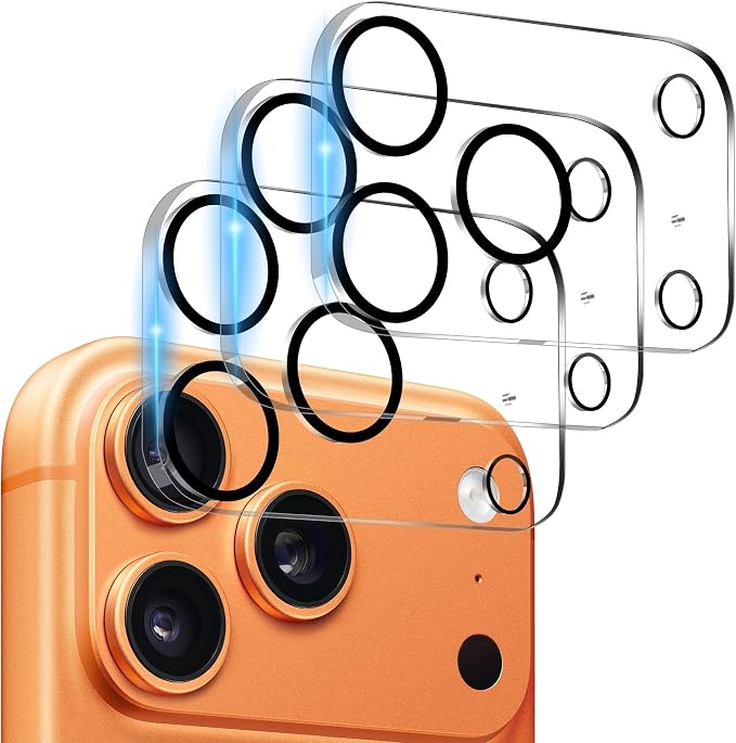 Dengduoduo 3 Pack Camera Lens Protector for iPhone 17 Pro, Tempered Glass, Ultra HD, 9H Hardness, Anti-Scratch, Case Friendly, Easy to Install [No Affect on Night Shots] by Dengduoduo