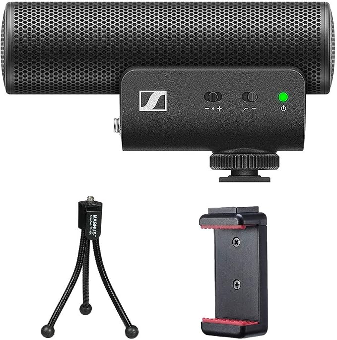 Sennheiser MKE 400 Camera-Mount Shotgun Microphone (2nd Generation) Bundle with Compact Tabletop Tripod and Smartphone Tripod Mount by Unknown