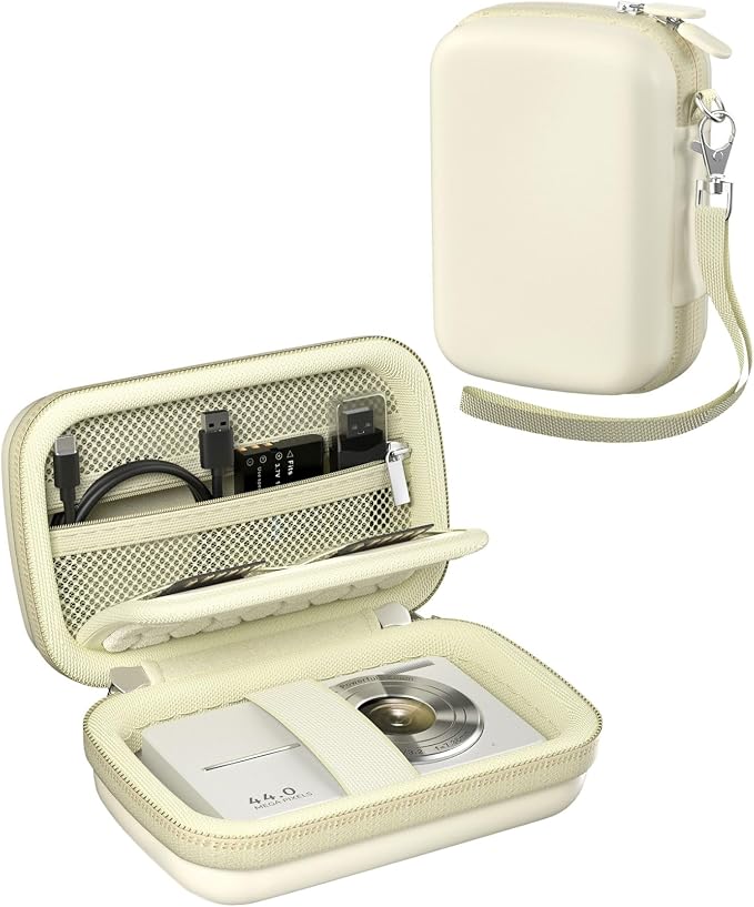 ProCase Digital Camera Case for KODAK Pixpro, Compact Travel Bag -Cream | Vlogging Camera for CAMKORY/Lecran/Lecnippy/Froitx/aycy/FJFJOPK/KODAK PIXPRO FZ55/FZ45 4K, Mesh Pocket for Batteries, SD Card by ProCase
