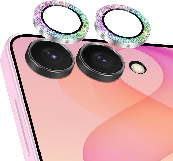 Meshine for Samsung Galaxy Z Flip 8 Camera Lens Protector,Scratch Proof,Strong Adsorption,9H Hardness with Metal Ring Camera Cover,Ultra Thin Case Friendly,Accessories Lens Protector,Glitter Colorful by Meshine