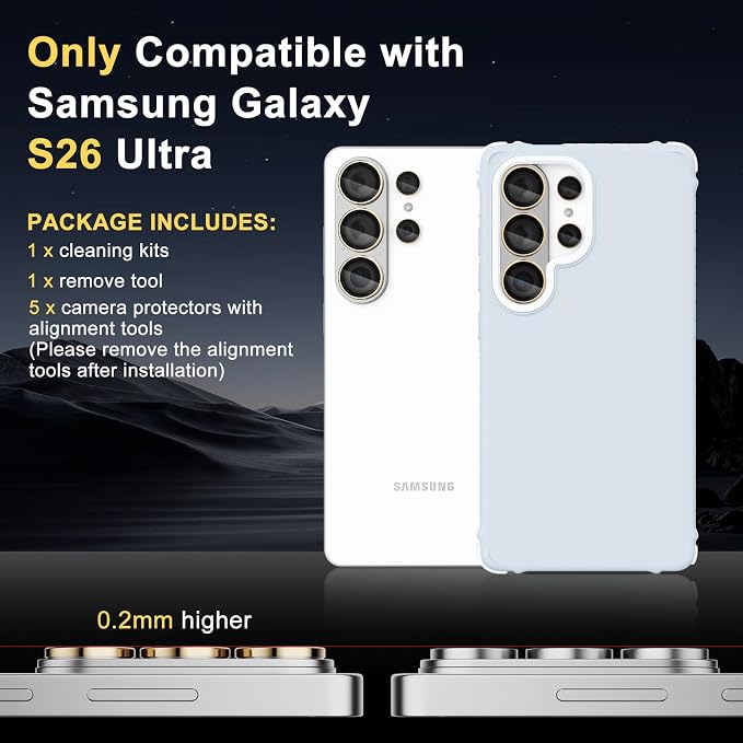 Camera Lens Protector for Samsung Galaxy S26 Ultra, Gold | Tempered Glass, Auto-align Tray, Easy Installation, Case Friendly, Anti-Scratch, HD Clear, Ultra Slim - Image 7