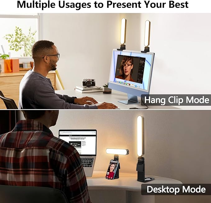 Dual-lamp Video Conference Lighting, LED Streaming Light with Remote and Touch Control, Zoom Lighting for Computer,Webcam Laptop Monitor Ring Light for Video Calls/Zoom Meetings/Video Recording - Image 3