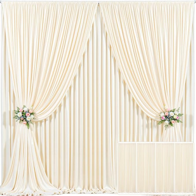 4 Panels Champagne Backdrop Curtain for Parties Wedding Baby Shower Wrinkle Free Photo Curtains Backdrop Drapes Fabric Decoration for Bridal Shower 20ft(W) x 10ft(H) by Tao-GePartyDecorations