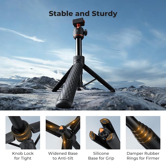 K&F CONCEPT Magnetic Quick Release Tripod for Insta360 X5/X6/Ace Pro 2 | 26" Tap-Open Tripod 360° Ball Head Extension Rod Table Portable Handle Grip Selfie Stick, Vlogging Stand, MS72 - Image 4