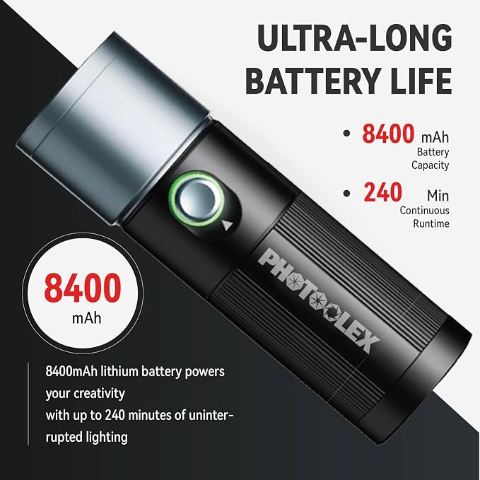 PHOTOOLEX RGB Photography Flashlight with 20 Metal Magnetic Gobos | CRI96+/8400mAh, 4 Colors LED Video Spotlight with Diffuser, Studio Spotlight for Creating an Photo Atmosphere, Content Create - Image 9