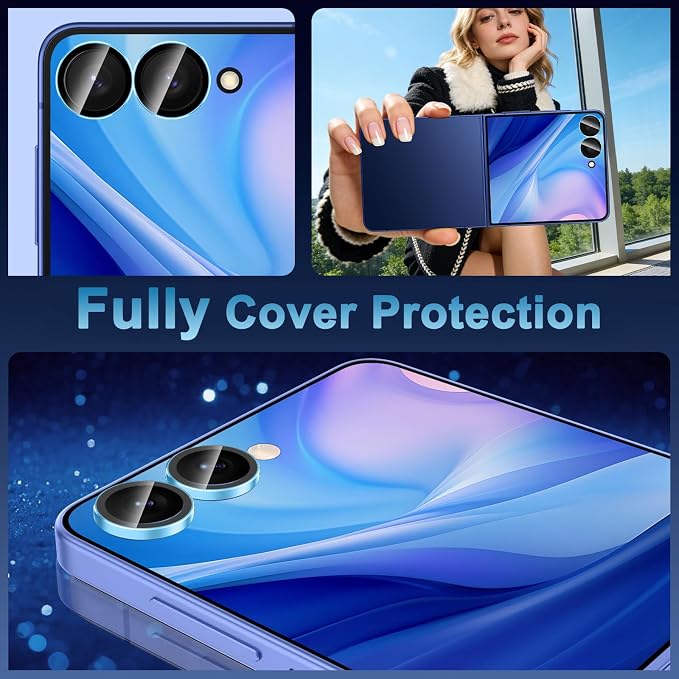 Meshine for Samsung Galaxy Z Flip 7 Camera Lens Protector,Scratch Proof,Strong Adsorption,9H Hardness with Metal Ring Camera Cover,Ultra Thin Case Friendly, Accessories Lens Protector,Blue - Image 8