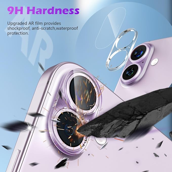 imluckies [3 Pack Clear Camera Lens Protector for iPhone 16/iPhone 17 & iPhone 16 Plus, 9H Tempered Glass, Anti-Scratch, Ultra-HD, Case Friendly, Easy to Install, Not Affect Night Shots - Image 2