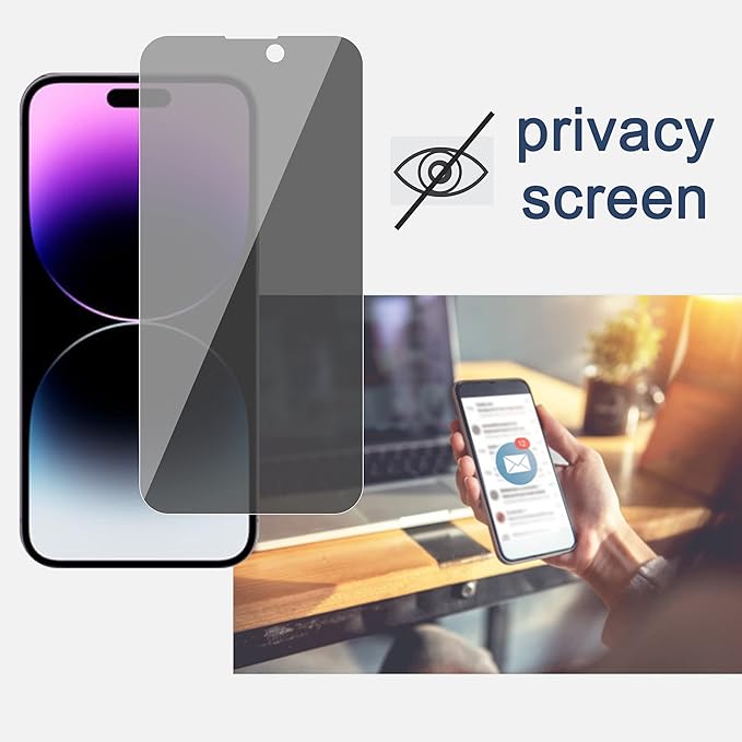 Ailun Privacy Screen Protector + Camera Lens Protector for iPhone 14 Pro | 2+2 Pack, 6.1 Inch, Anti Spy Private, Tempered Glass, Case Friendly - Image 2